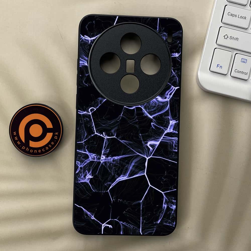 Vivo X200 - Black Marble Series - Premium Metal  Printed soft Bumper shock Proof Case