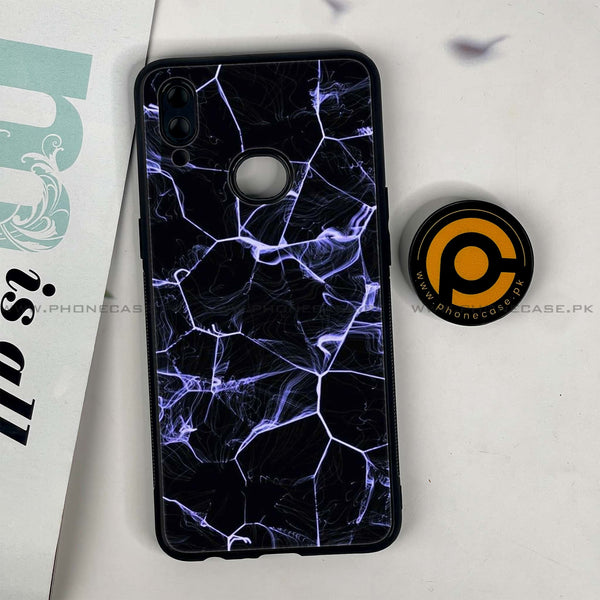 Galaxy A10s - Black Marble Series - Premium Printed Glass soft Bumper shock Proof Case CS-26340