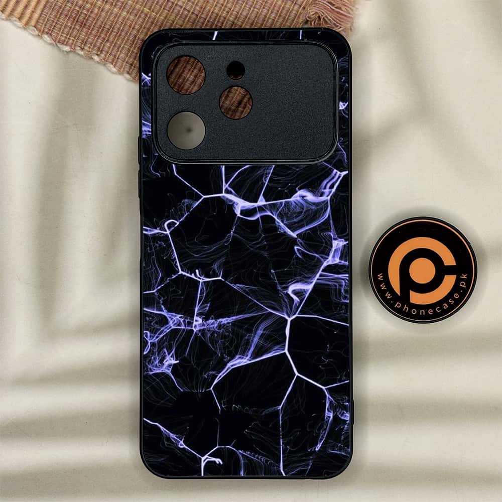 Tecno Spark 40 - Black Marble Series - Premium Metal Printed soft Bumper shock Proof Case