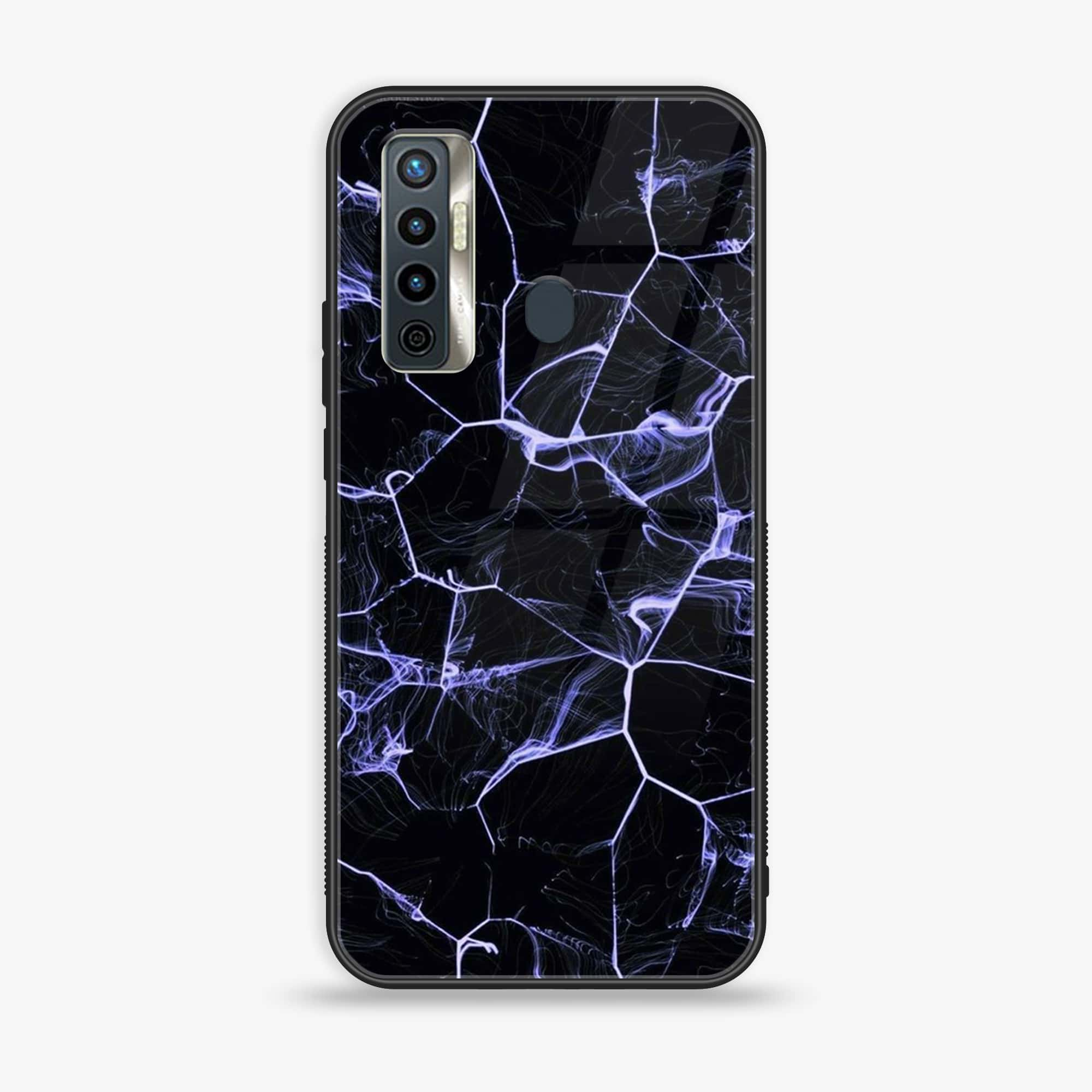 Tecno Camon 17 - Black Marble Series - Premium Printed Glass soft Bumper shock Proof Case