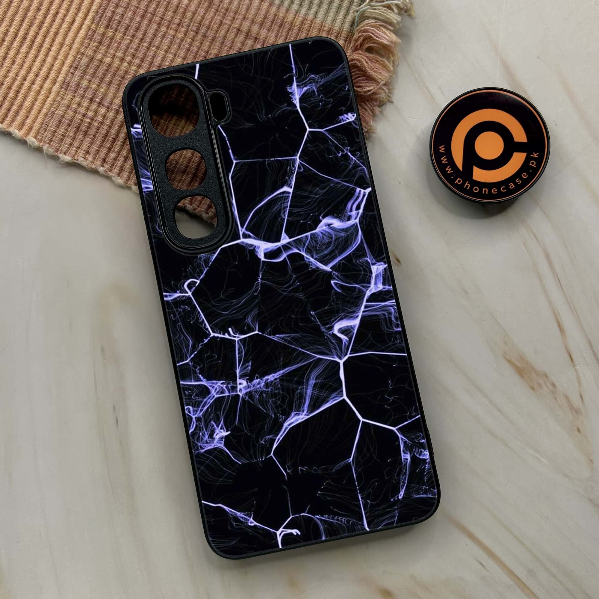 Vivo Y400 - Black Marble Series - Premium Metal Printed soft Bumper shock Proof Case