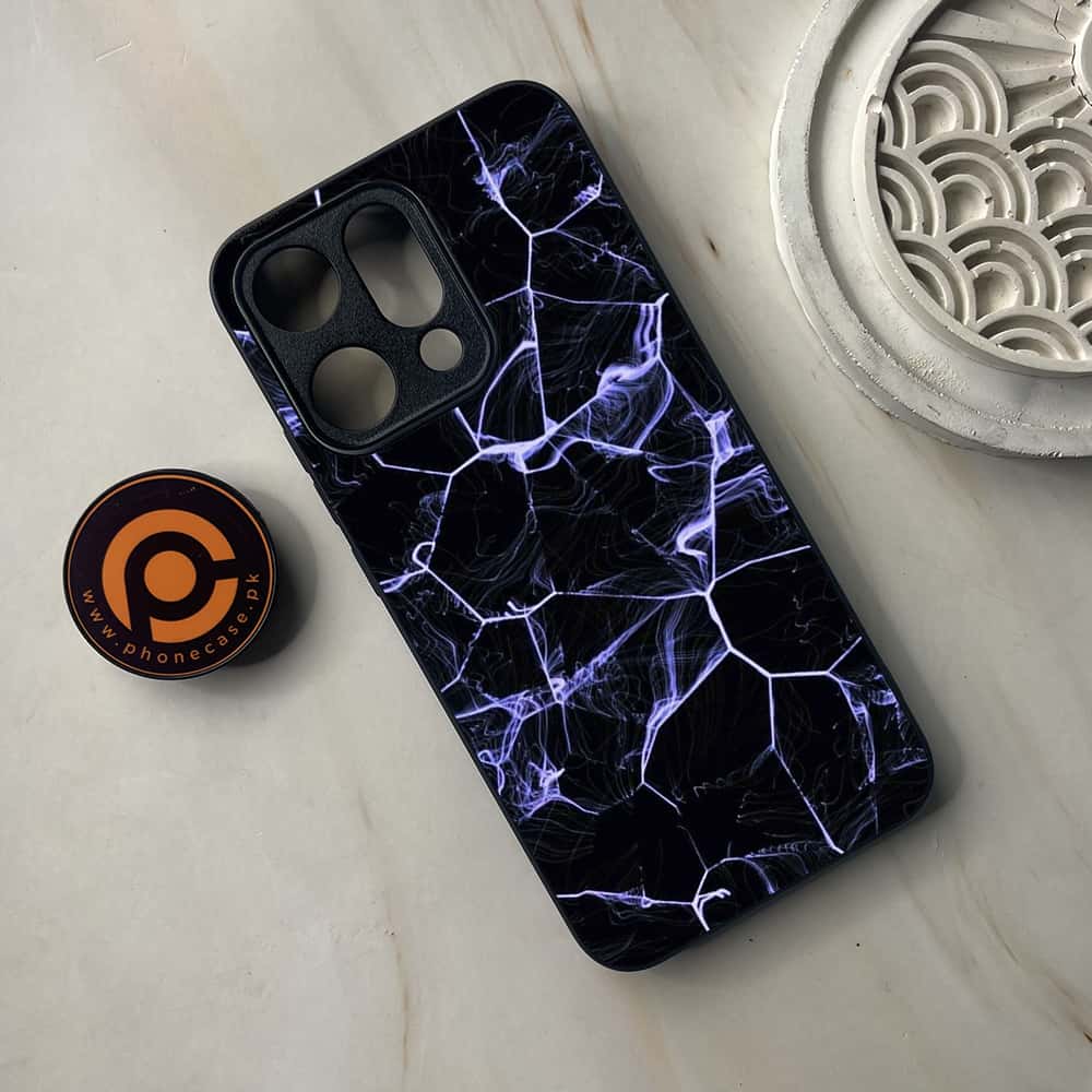 Oppo Reno 14 5G - Black Marble Series - Premium Metal Printed soft Bumper shock Proof Case