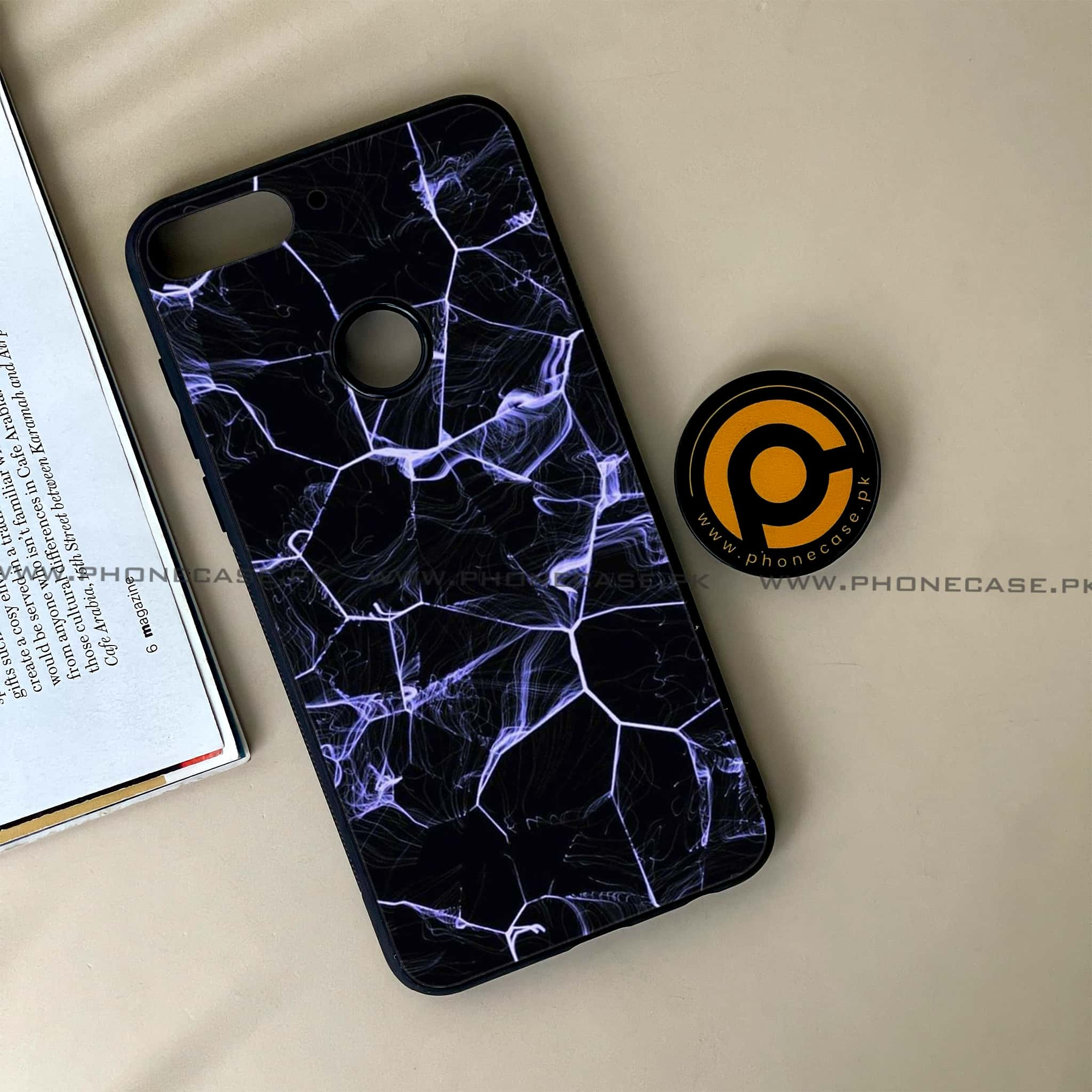 Huawei Y7 Prime (2018) - Black Marble Series - Premium Printed Glass soft Bumper shock Proof Case