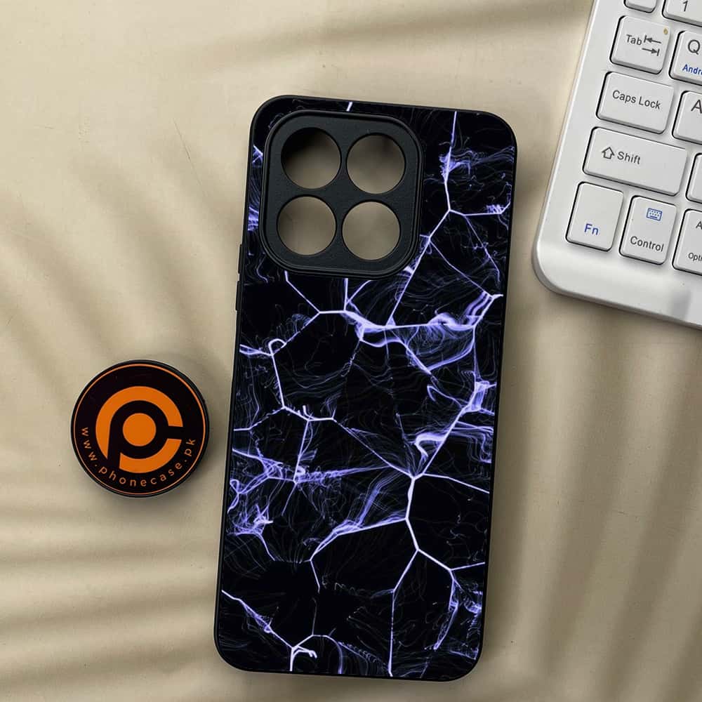 Honor X5b Plus - Black Marble Series - Premium Metal  Printed soft Bumper shock Proof Case
