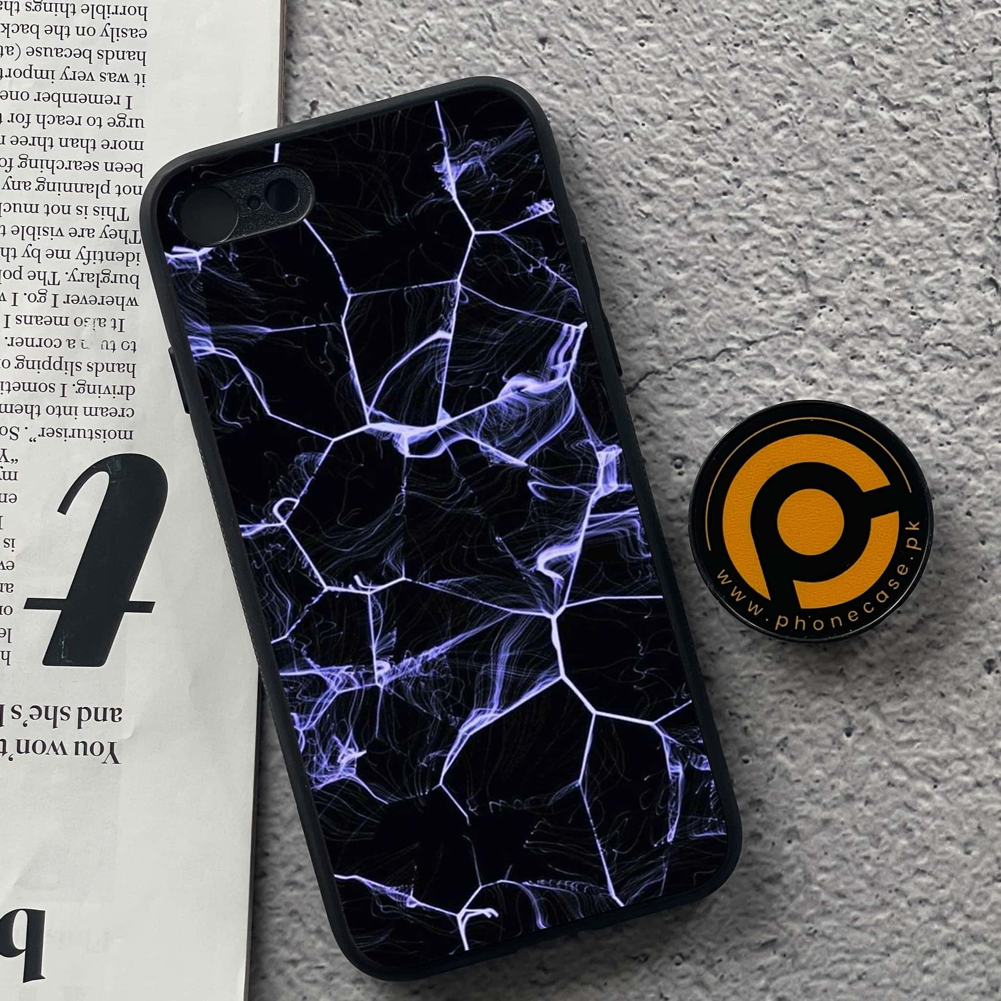 iPhone 7 / 8 - Black Marble Series - Premium Printed Glass soft Bumper shock Proof Case