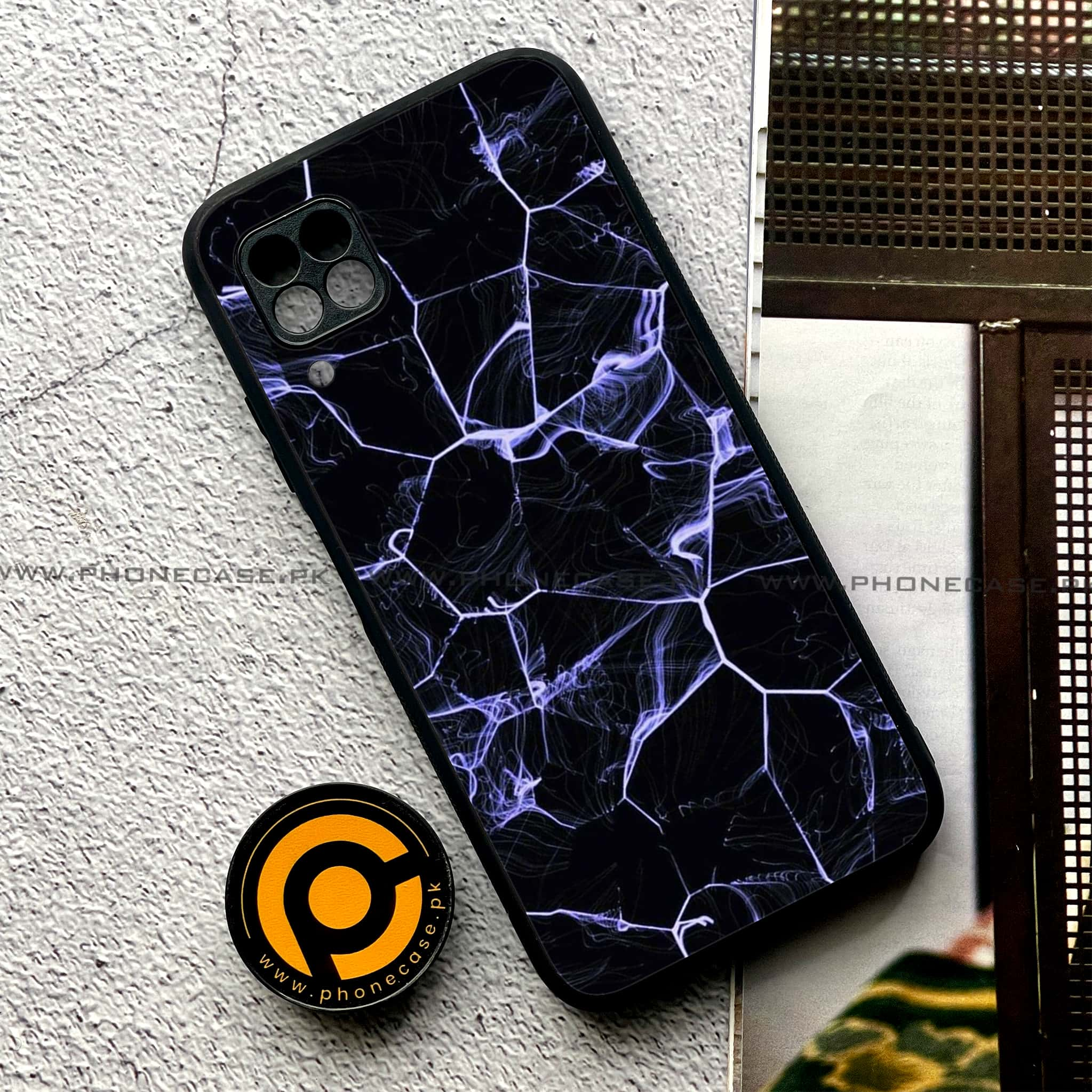 Huawei P40 Lite - Black Marble Series - Premium Printed Glass soft Bumper shock Proof Case