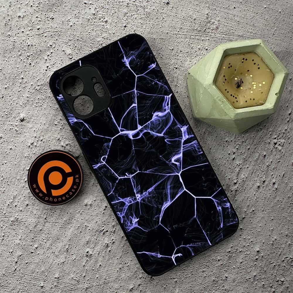 Nothing Phone 2 - Black Marble Series - Premium Metal  Printed soft Bumper shock Proof Case