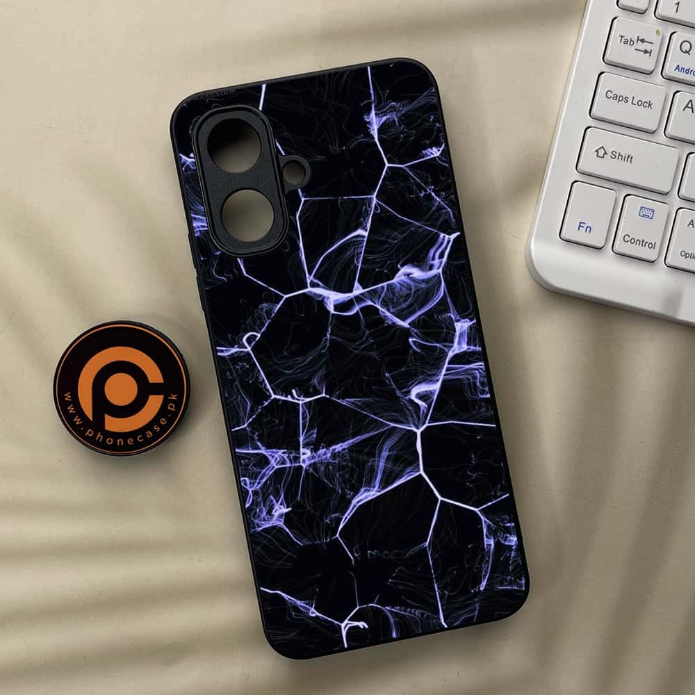 Tecno Spark Go 2 - Black Marble Series - Premium Metal Printed soft Bumper Shock Proof Case