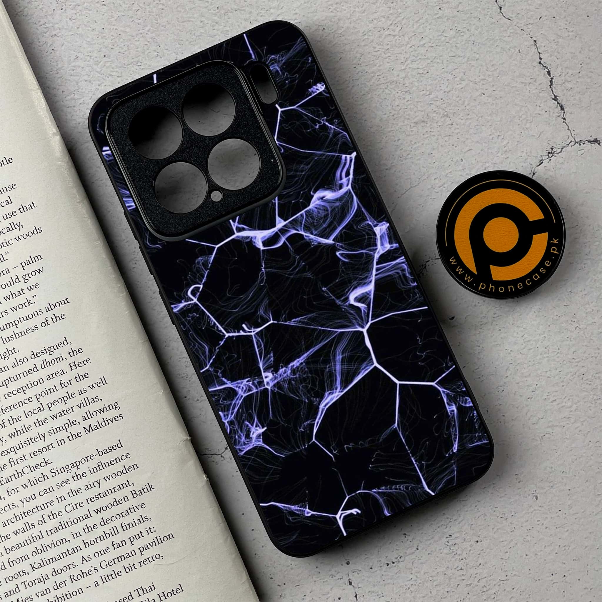 Xiaomi 15 - Black Marble Series  - Premium Metal Printed soft Bumper shock Proof Case