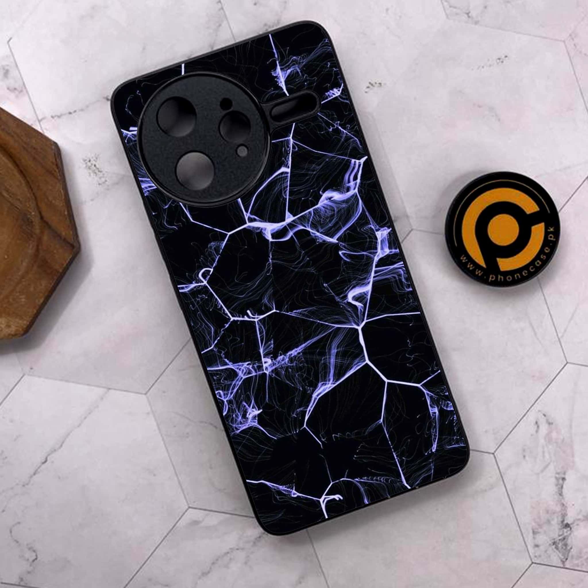Xiaomi Poco F7 Ultra 5G - Black Marble Series - Premium Metal Printed soft Bumper shock Proof Case