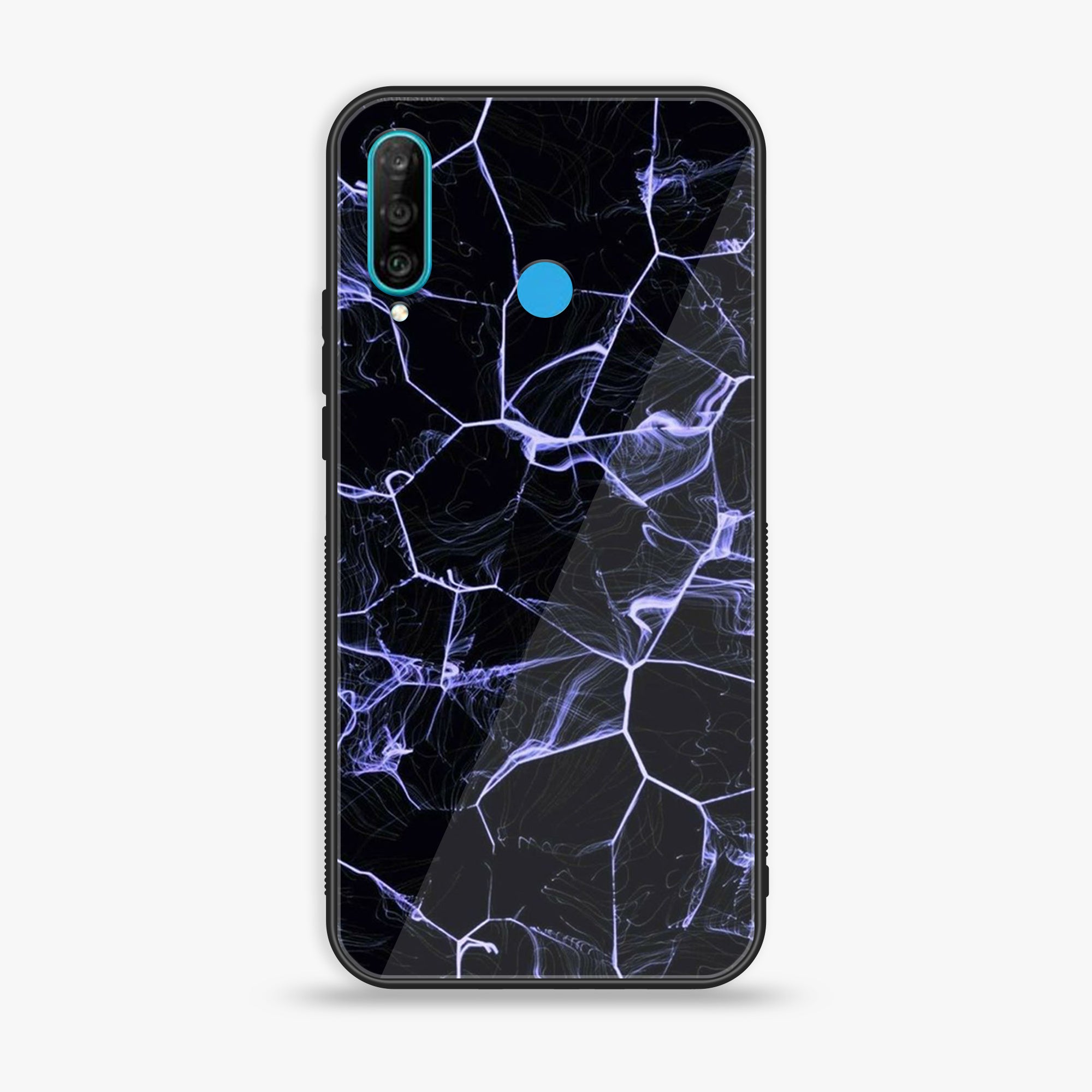 Huawei P30 lite - Black Marble Series - Premium Printed Glass soft Bumper shock Proof Case