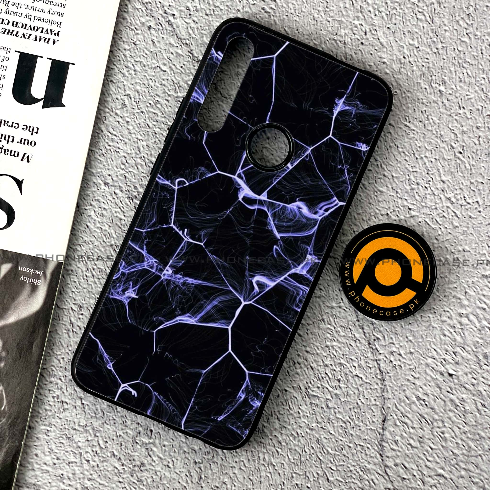 Huawei Y9 Prime (2019) - Black  Marble Series - Premium Printed Glass soft Bumper shock Proof Case