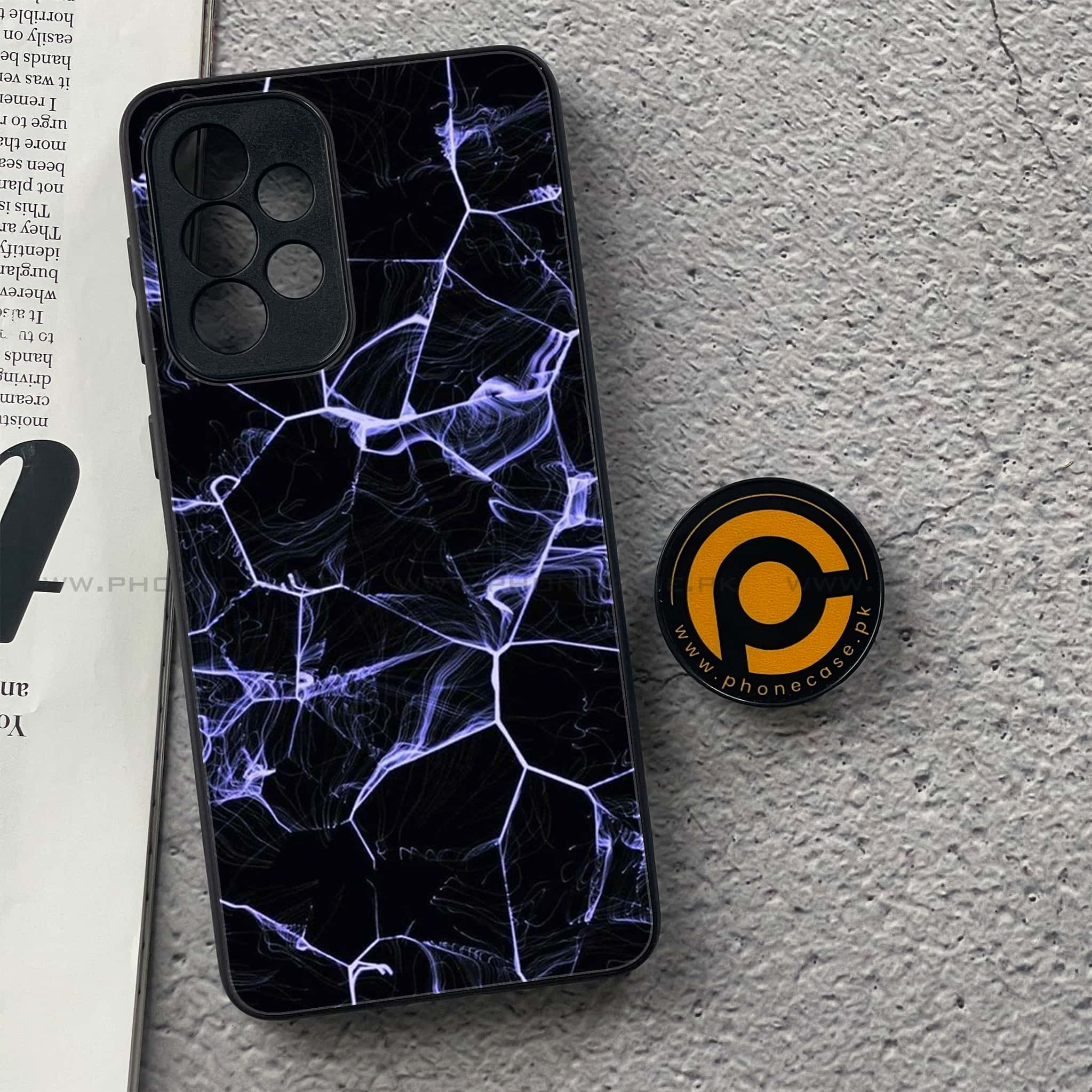 Samsung Galaxy A33 - Black Marble Series - Premium Printed Glass soft Bumper shock Proof Case