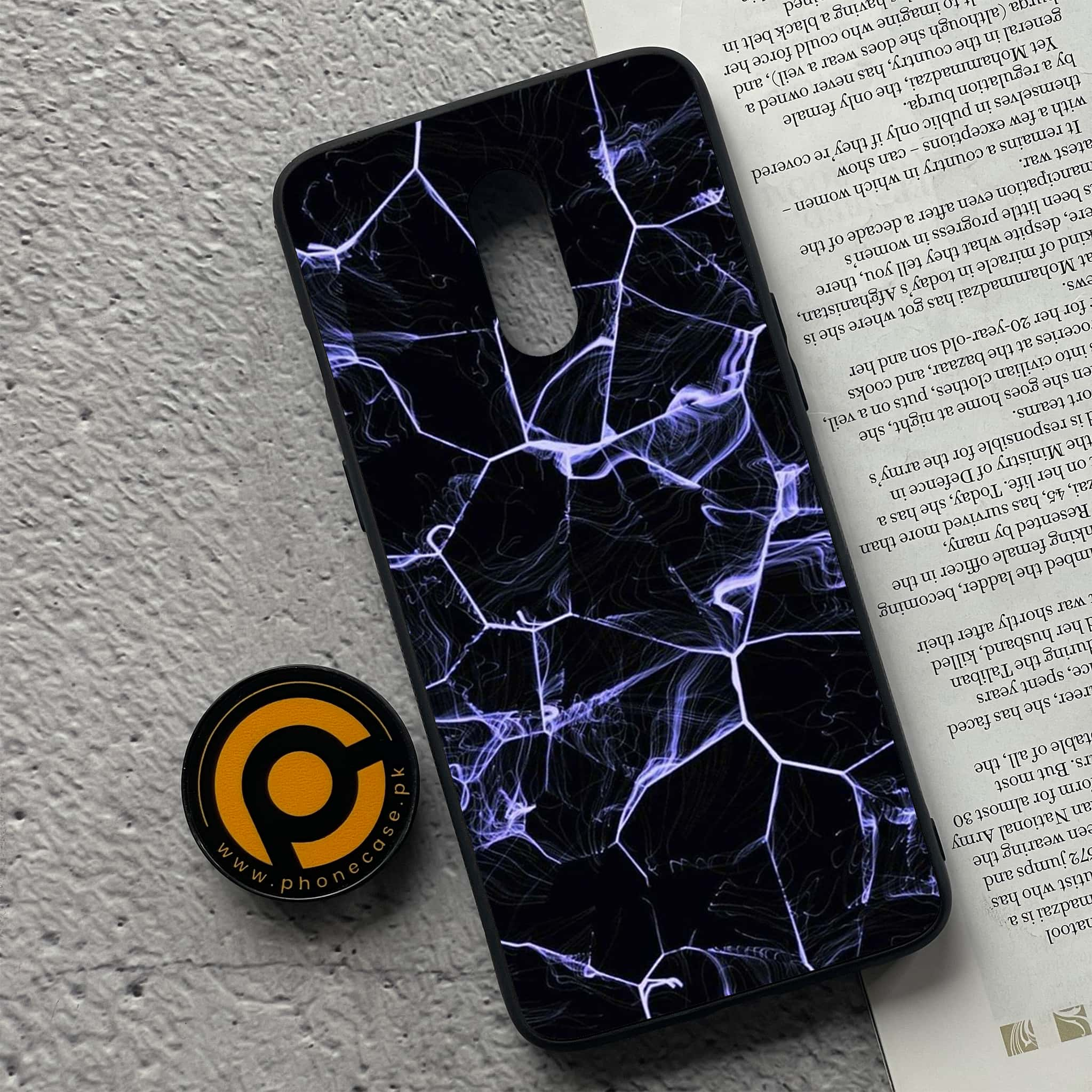 OnePlus 7 - Black Marble Series - Premium Printed Glass soft Bumper shock Proof Case