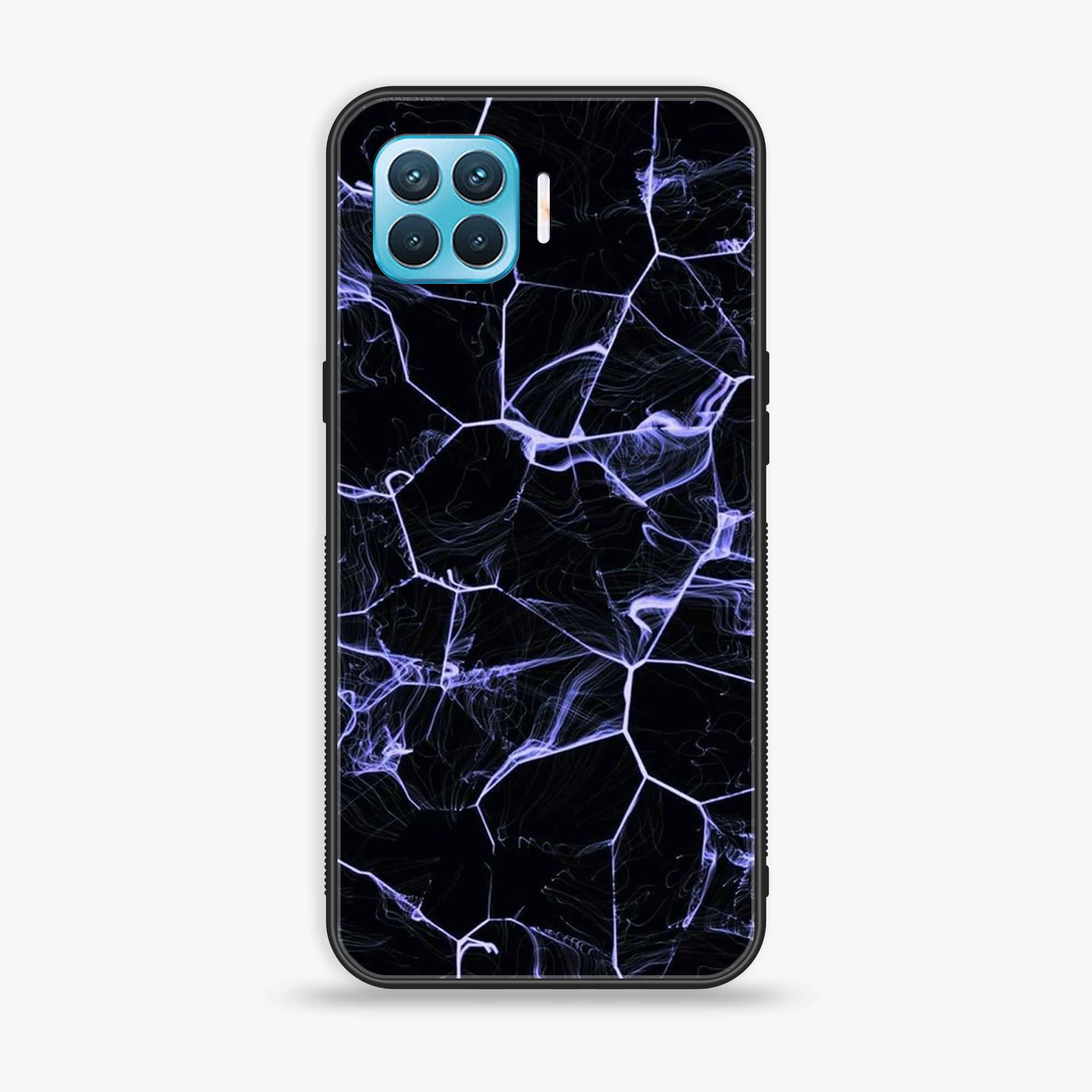 Oppo F17 Pro - Black Marble Series - Premium Printed Glass soft Bumper shock Proof Case