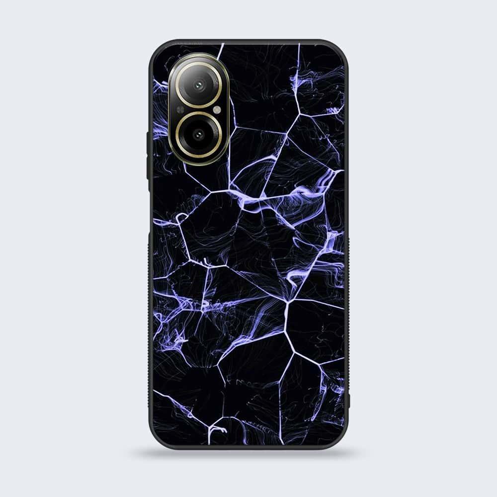 Realme C67 - Black Marble Series - Premium Printed Glass soft Bumper shock Proof Case