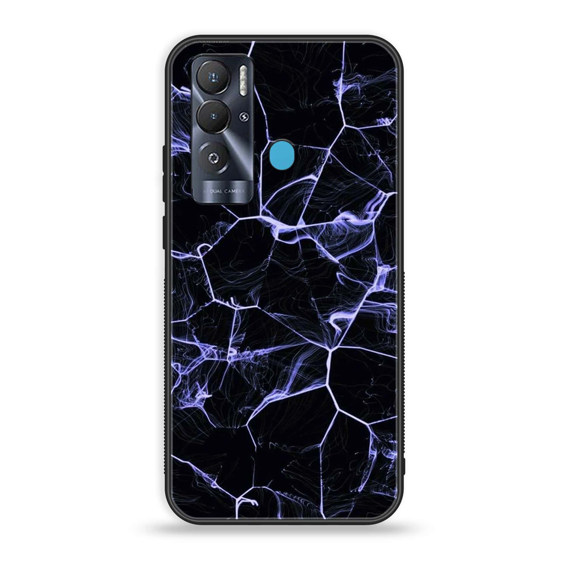 Tecno Pova Neo Black Marble Premium Printed Glass soft Bumper shock Proof Case