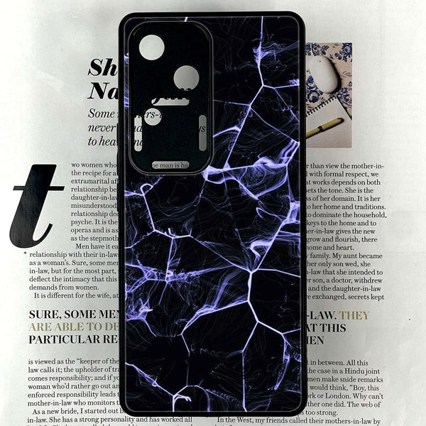 Vivo V30 - Black Marble Design 10 - Premium Printed Glass soft Bumper shock Proof Case CS-18649