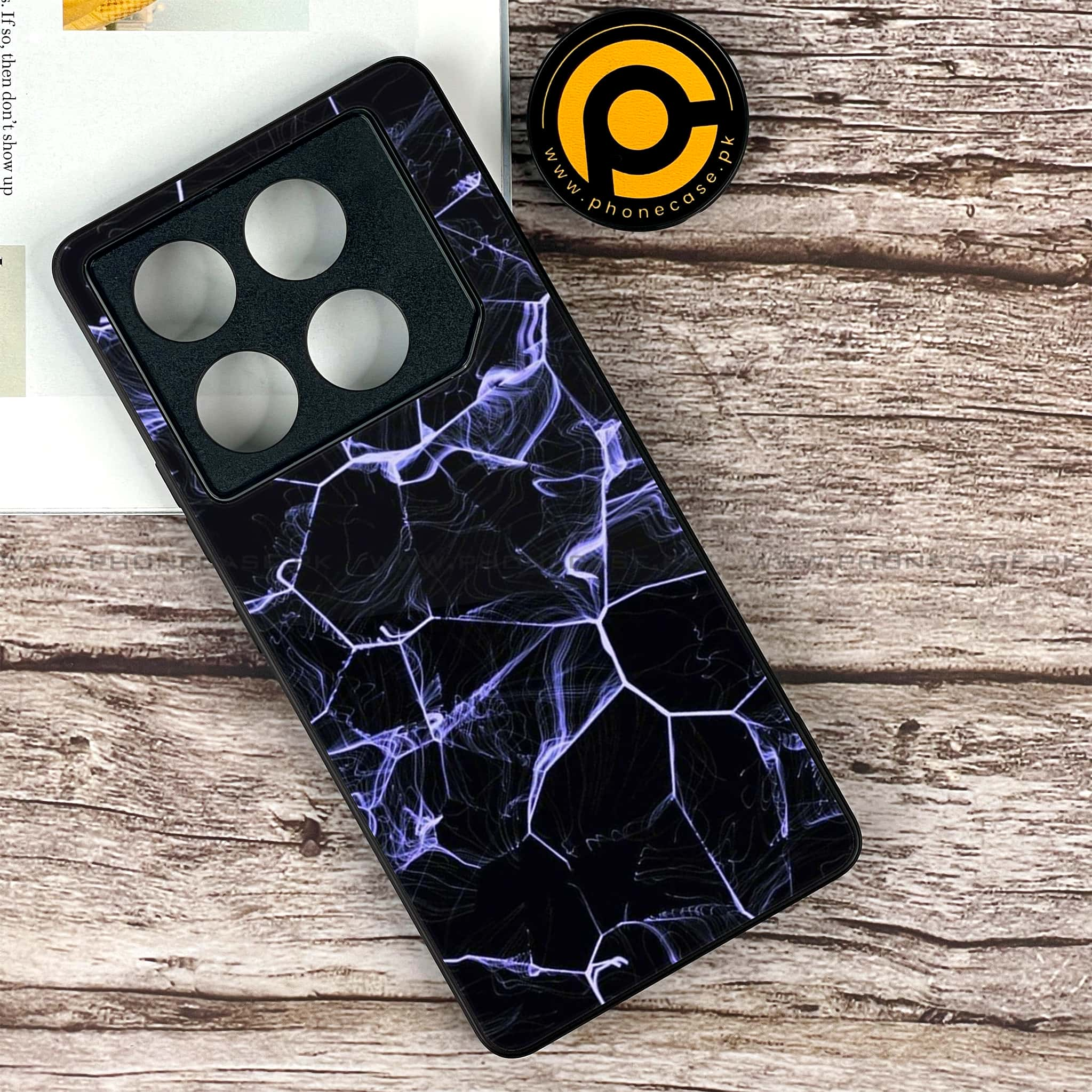 Infinix GT 20 Pro - Black Marble Series - Premium Printed Glass soft Bumper shock Proof Case