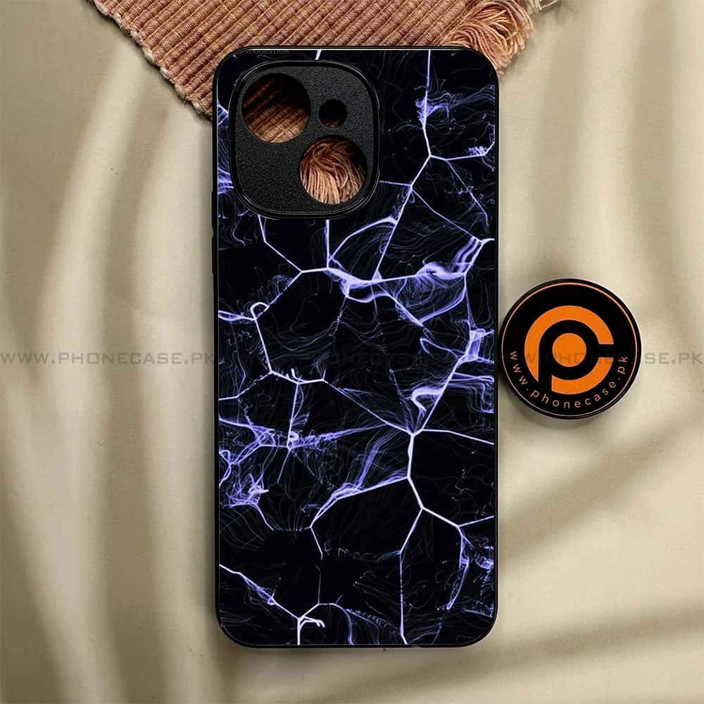 Tecno Spark 40C - Black Marble Series - Premium Metal Printed soft Bumper shock Proof Case