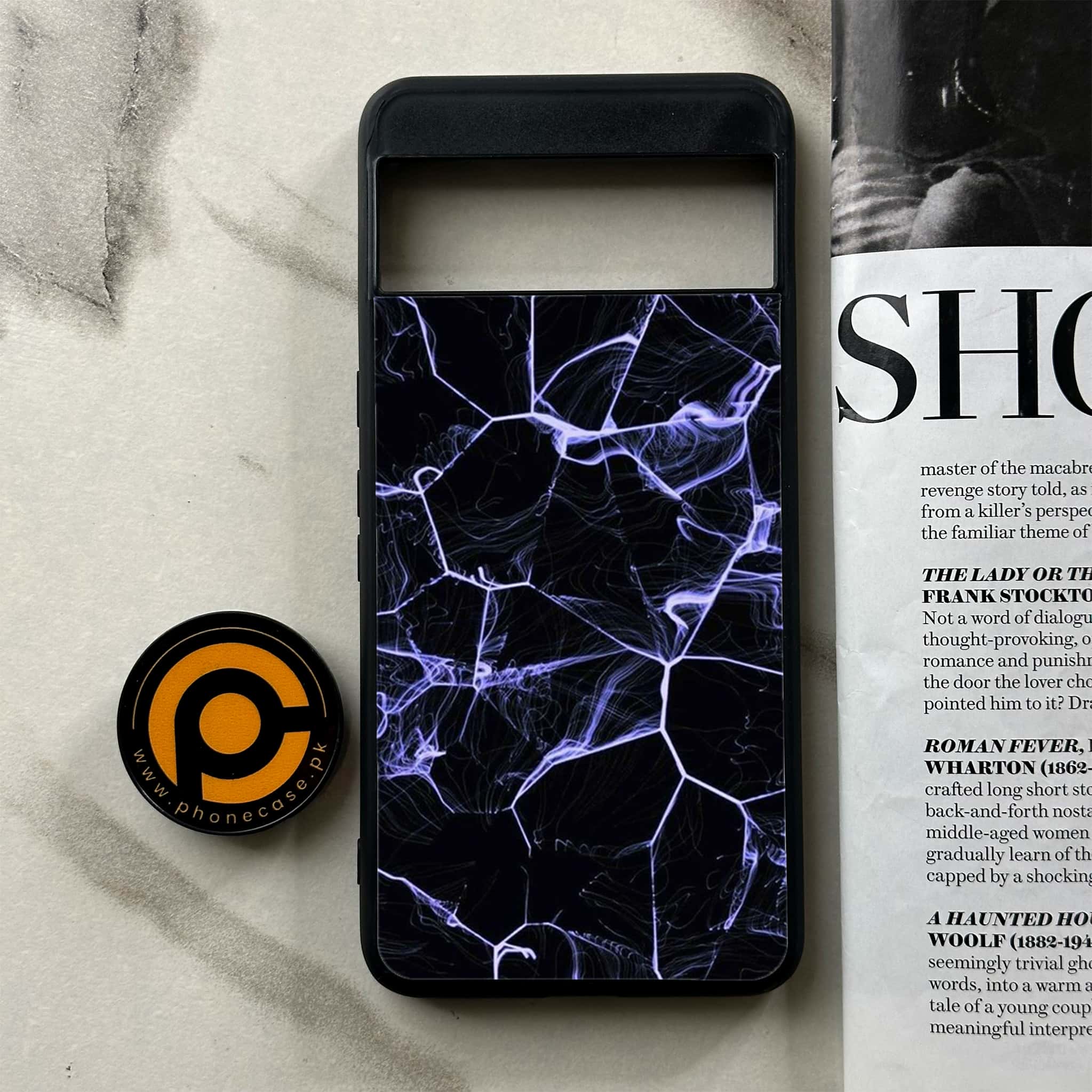 Google Pixel 8a - Black Marble Series - Premium Printed soft Bumper Shock Proof Case