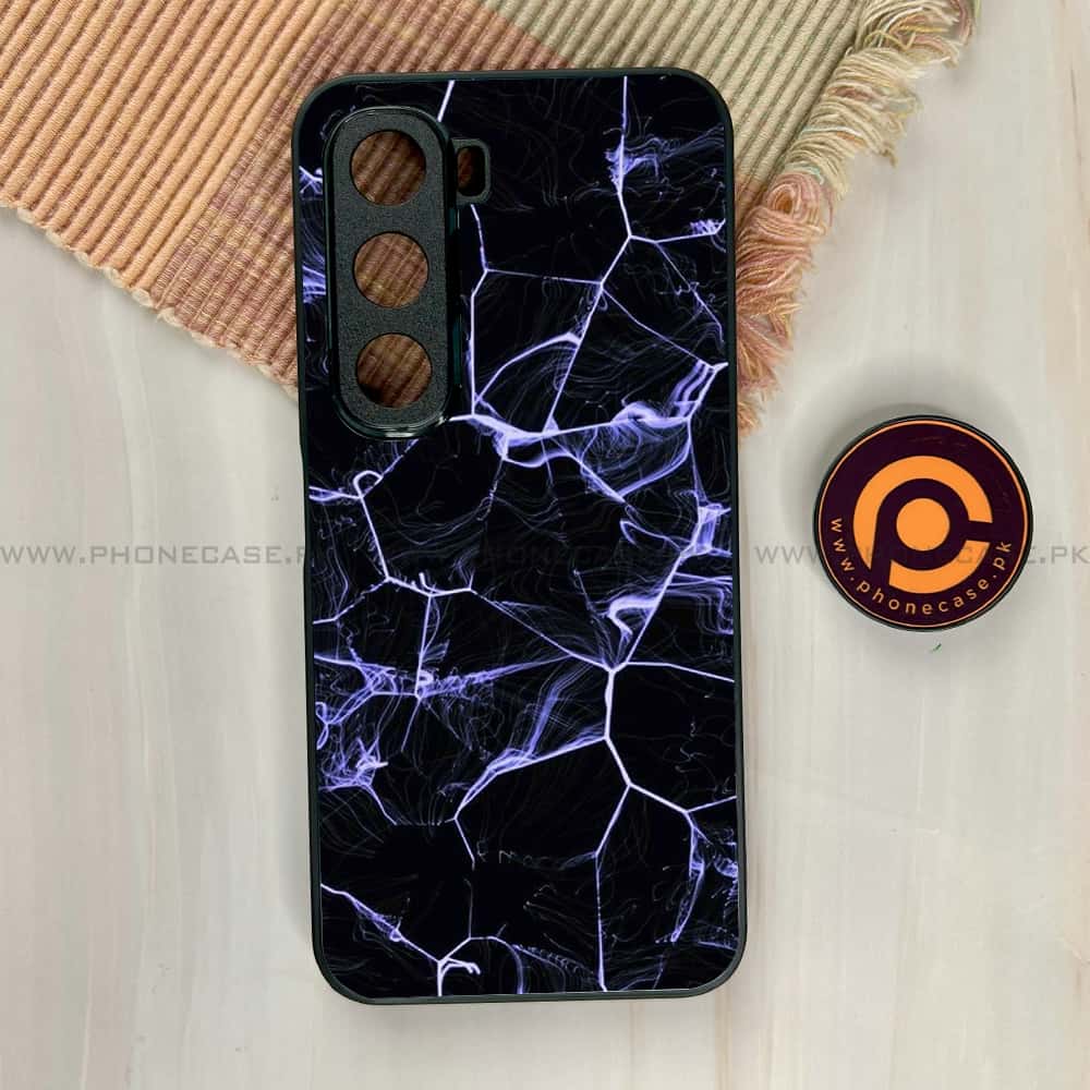 Infinix Hot 60i - Black Marble Series - Premium Metal Printed soft Bumper shock Proof Case