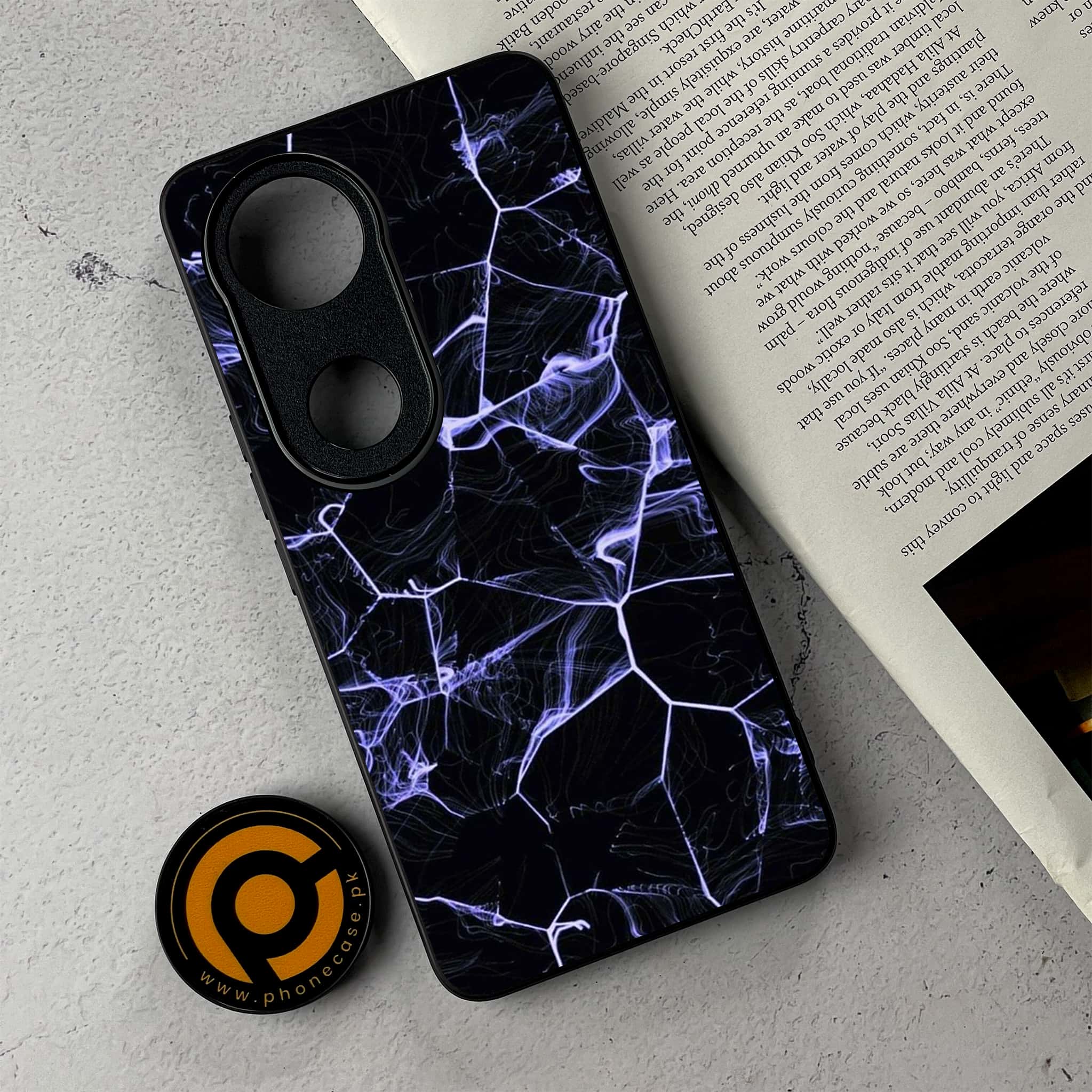 Vivo V50 - Black Marble Series - Premium Metal Printed Soft Bumper Shockproof Case