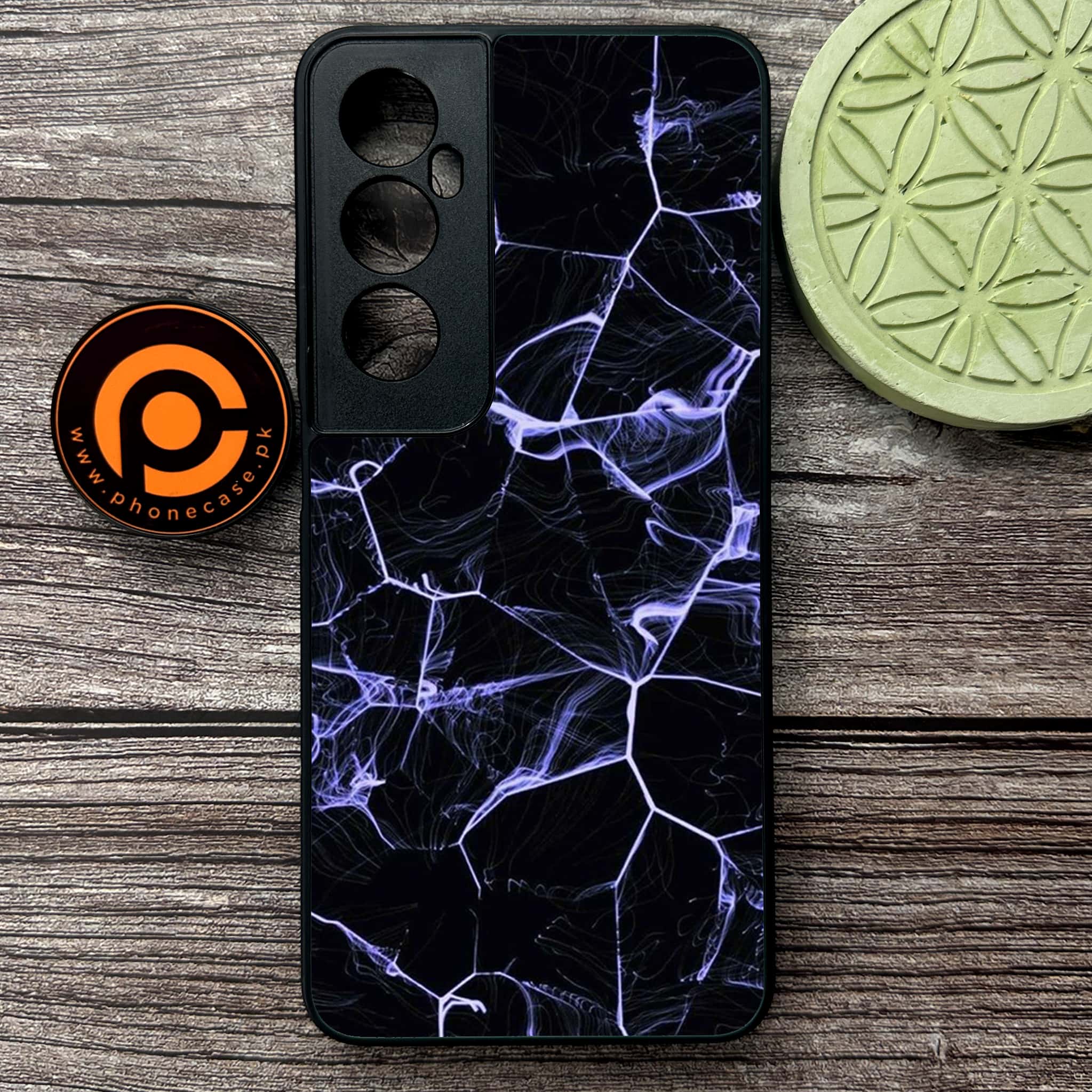 Realme C65  - Black Marble Series - Premium Metal Printed soft Bumper shock Proof Case