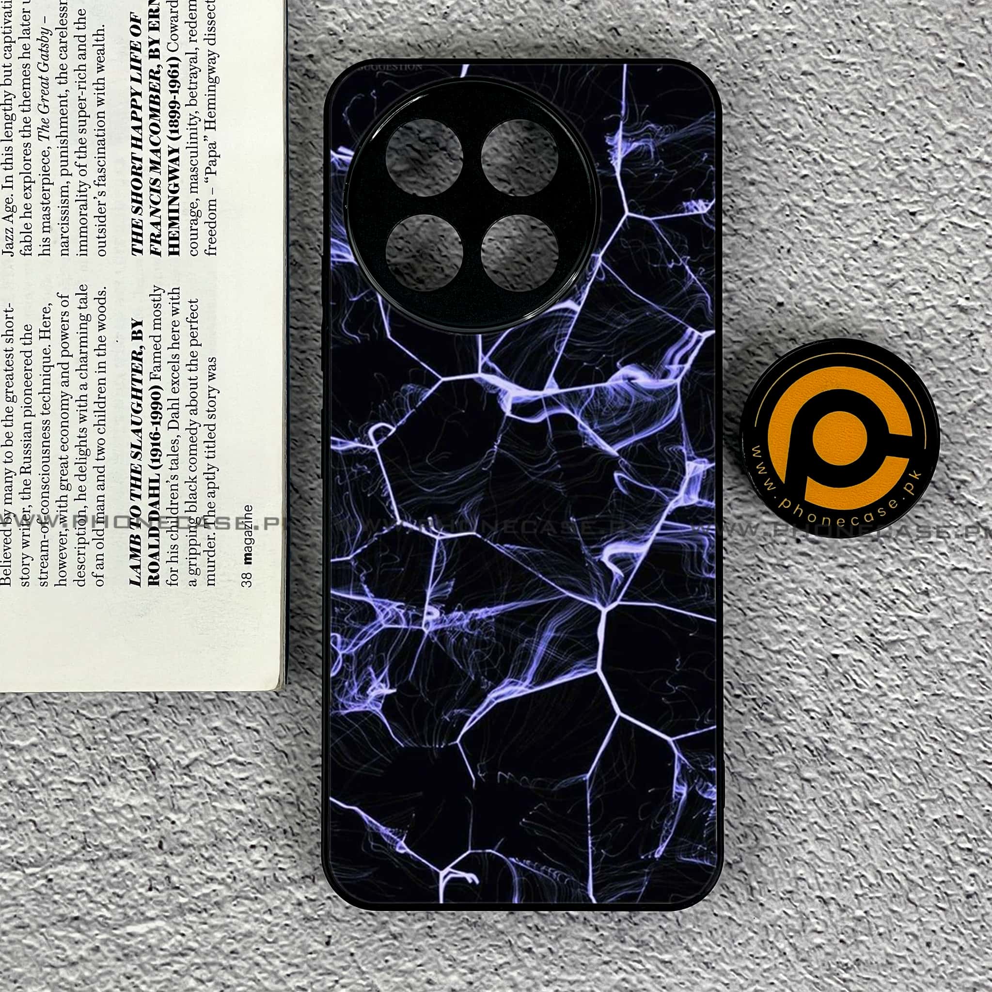 OnePlus 13R - Black Marble Series - Premium Printed Glass soft Bumper shock Proof Case