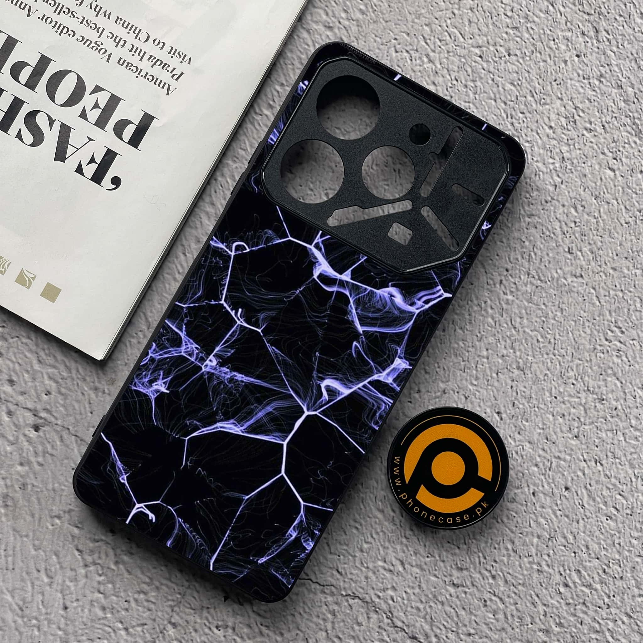 Tecno Pova 6 Neo - Black Marble Series - Premium Metal  Printed soft Bumper shock Proof Case