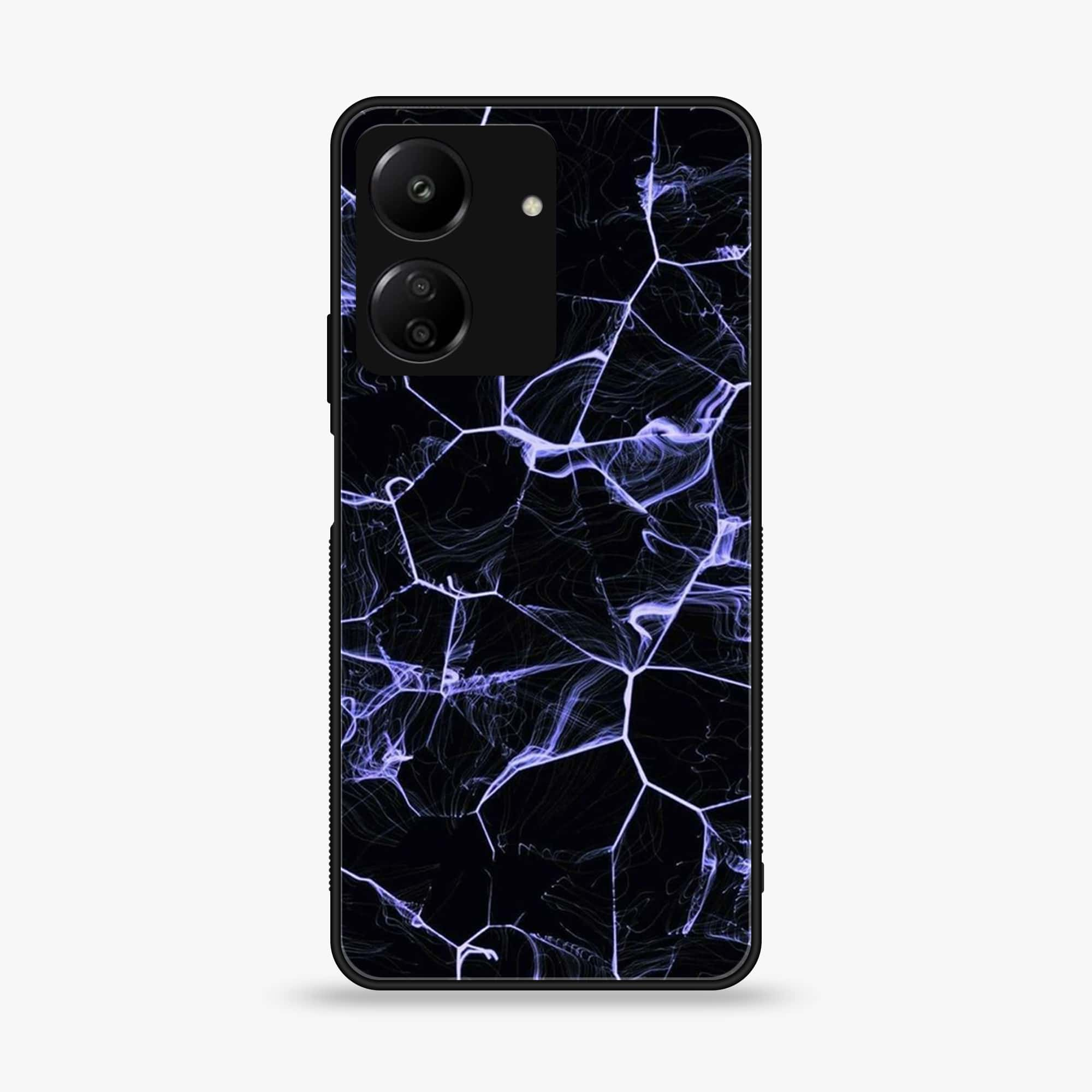 Xiaomi Poco C65 - Black Marble Series - Premium Printed Glass soft Bumper shock Proof Case