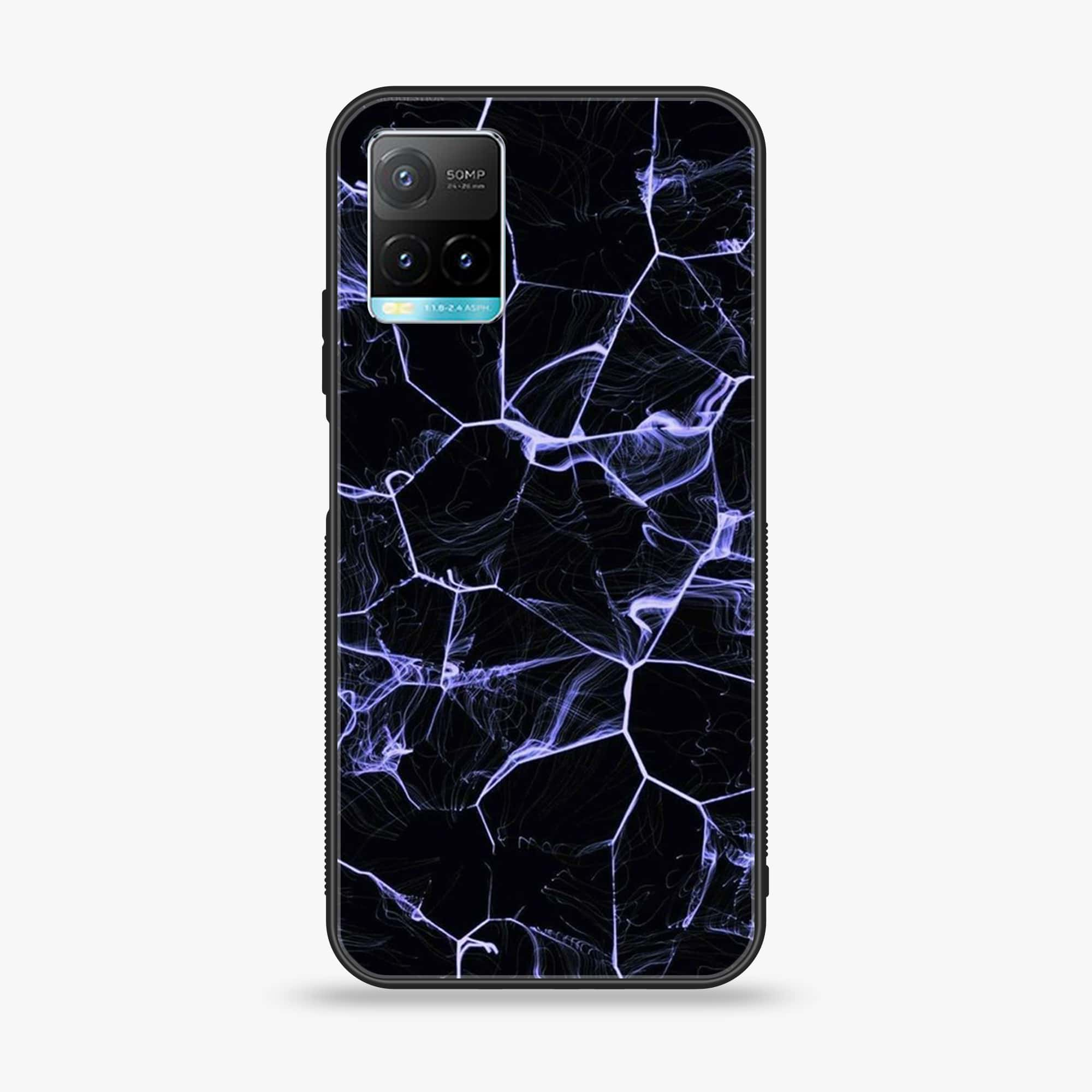 Vivo Y33T  Black Marble Series  Premium Printed Glass soft Bumper shock Proof Case