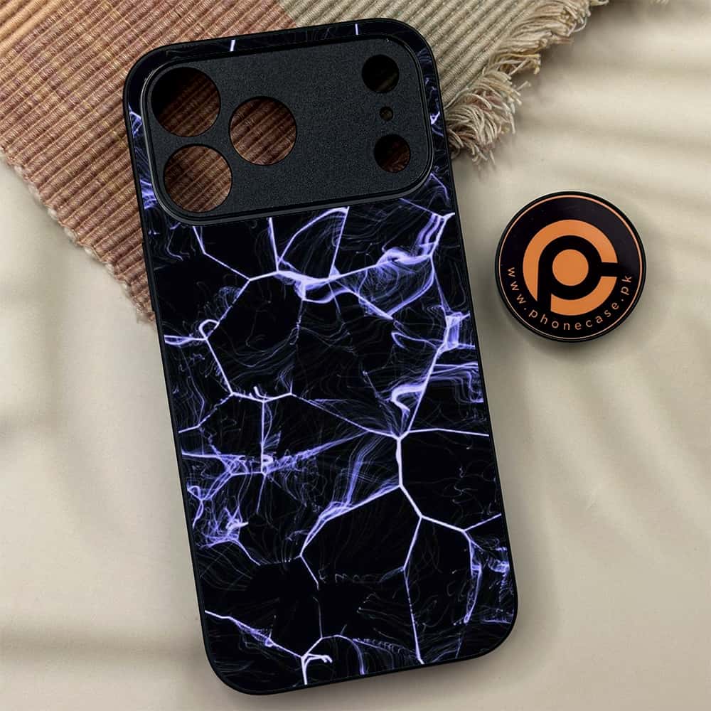 iPhone 17 Pro Max - Black Marble Series - Premium Metal Printed soft Bumper shock Proof Case