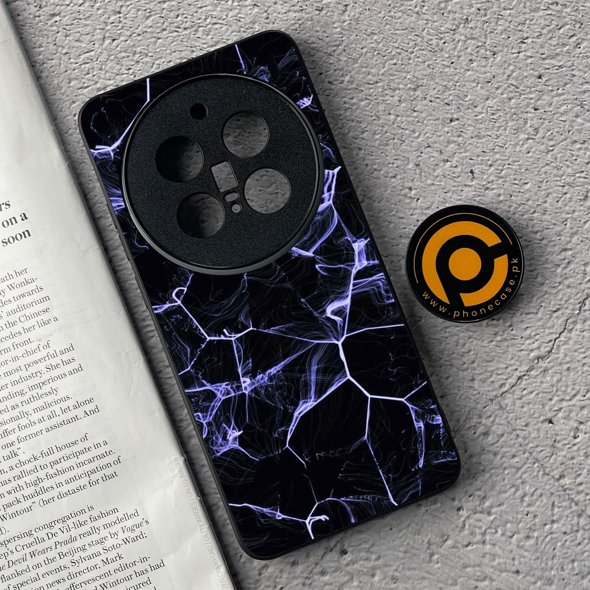 Vivo X200 Pro - Black Marble Series - Premium Metal  Printed soft Bumper shock Proof Case