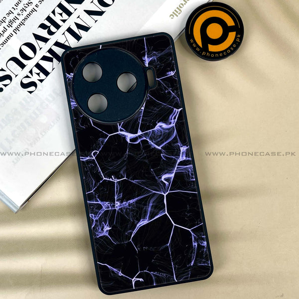 Tecno Camon 30 Pro - Black Marble Design 10 - Premium Printed Glass soft Bumper shock Proof Case  CS-25603