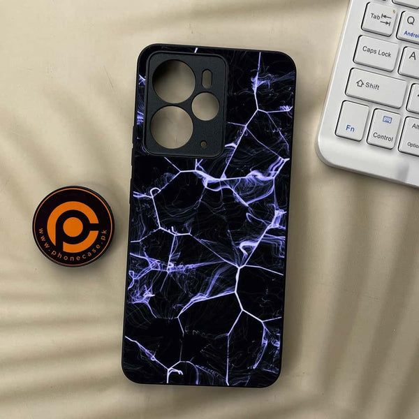 Realme 14 5G - Black Marble Series - Premium Metal Printed soft Bumper Shock Proof Case