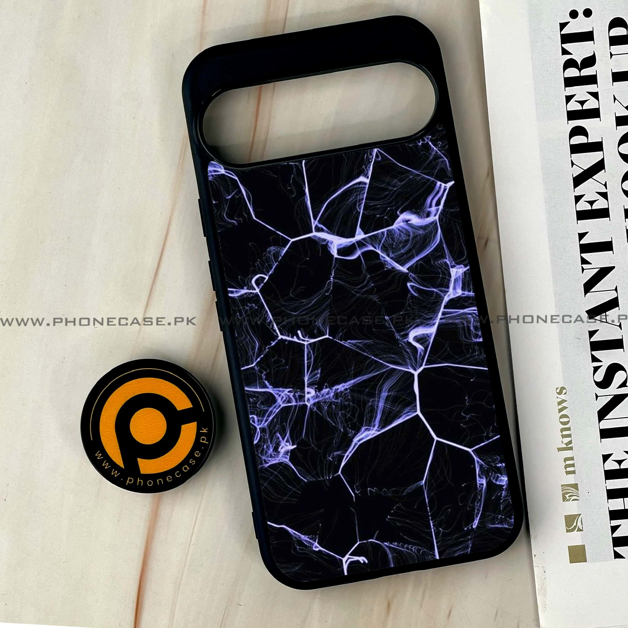 Google Pixel 9 Pro XL - Black Marble Series - Premium Printed Glass soft Bumper shock Proof Case