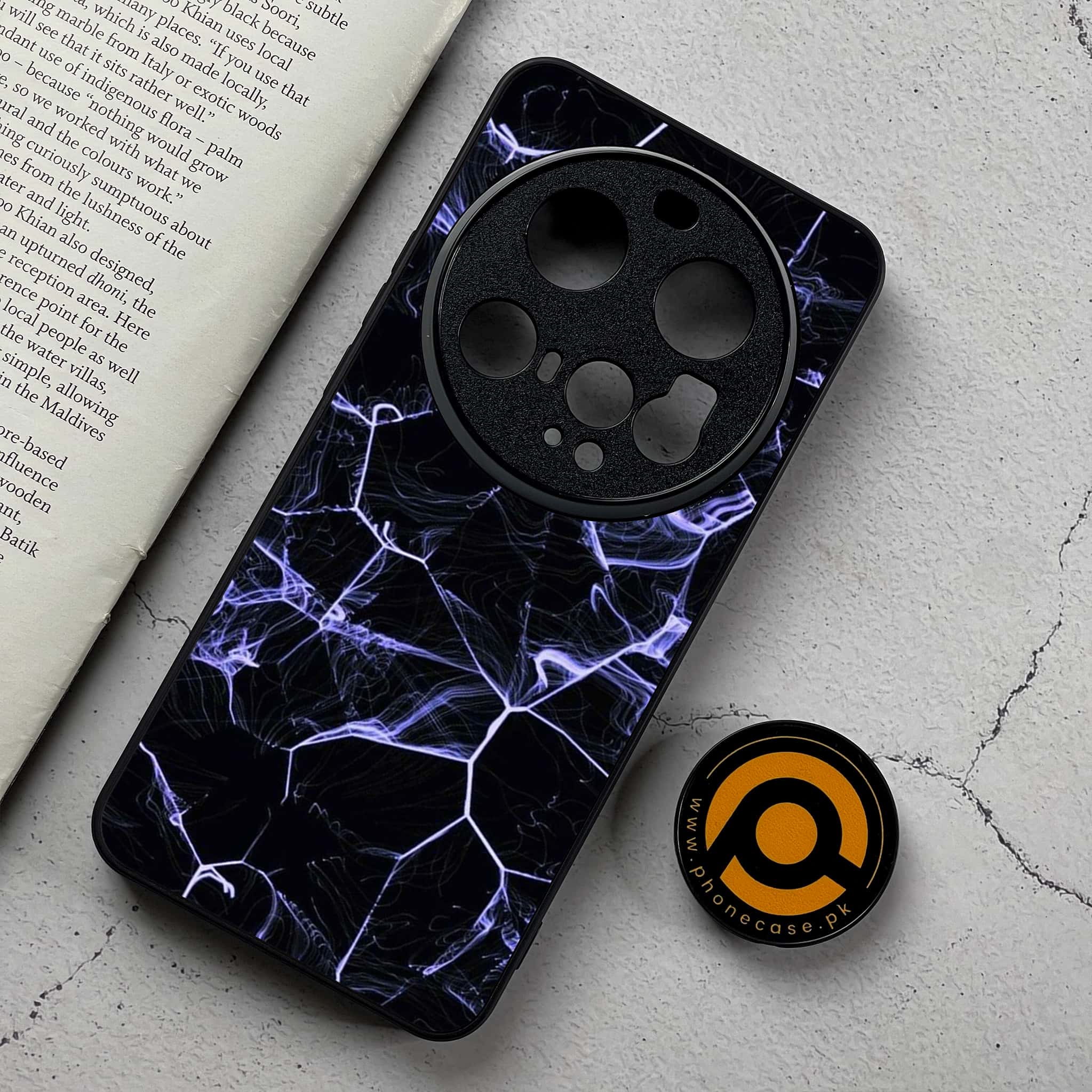 Xiaomi 15 Ultra - Black Marble Series - Premium Metal Printed Soft Bumper Shockproof Case