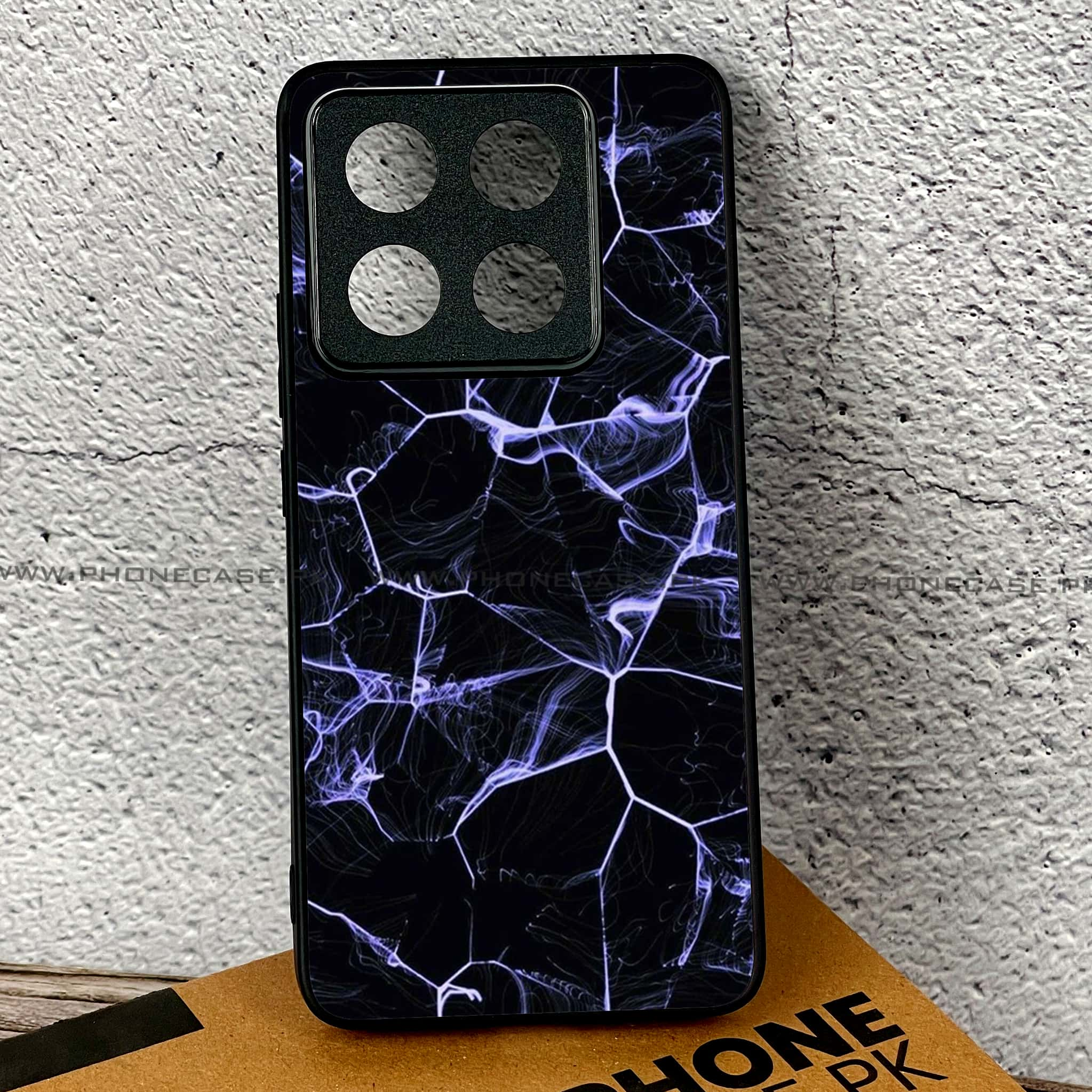 Xiaomi 14T - Black Marble Series - Premium Printed Glass soft Bumper shock Proof Case