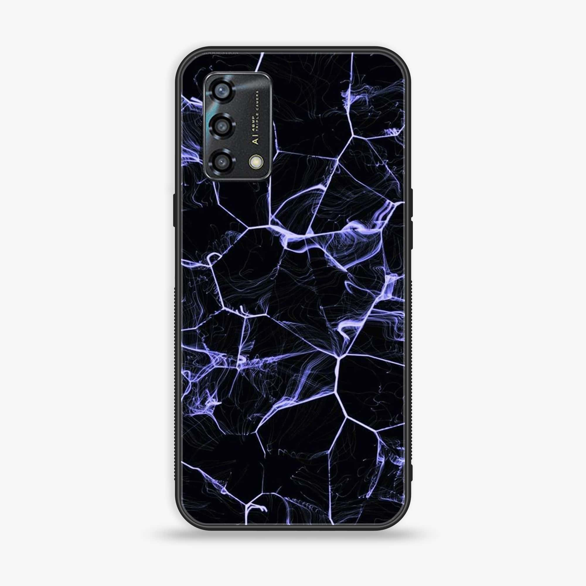 Oppo A95 - Black Marble Series - Premium Printed Glass soft Bumper shock Proof Case