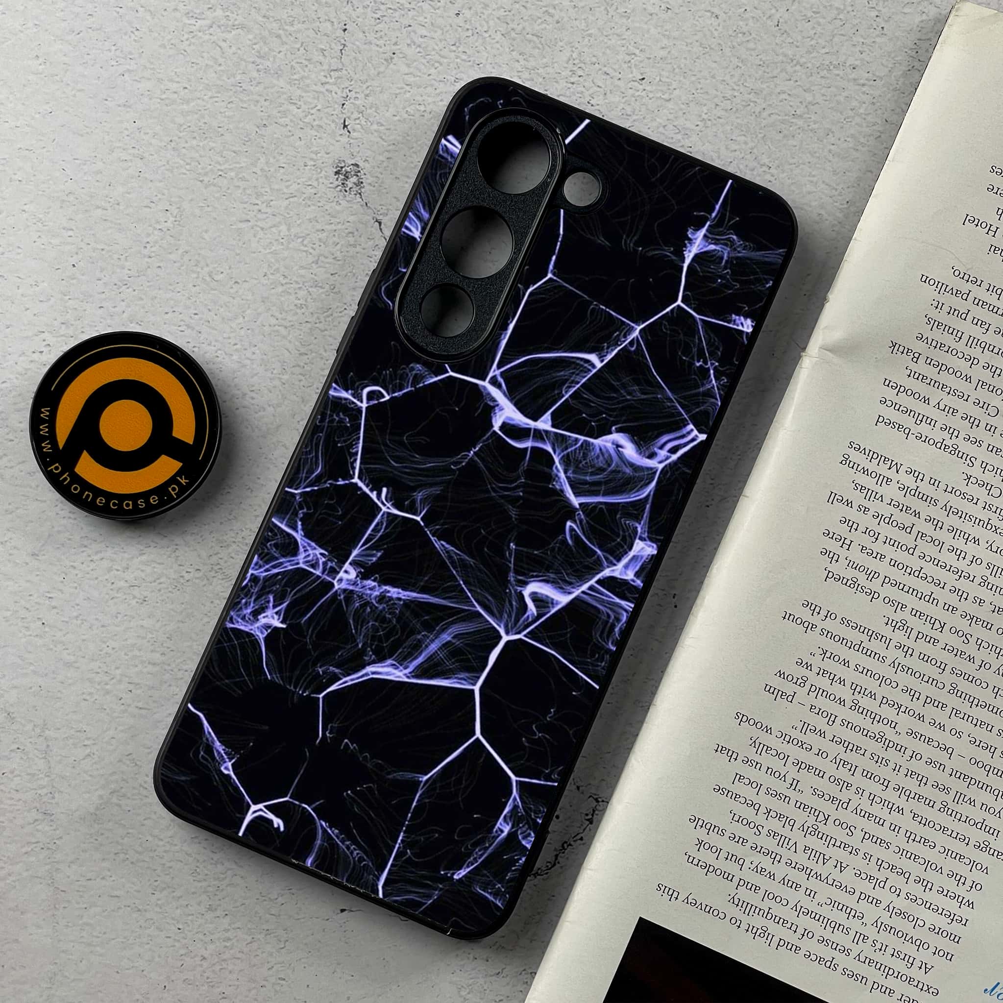Vivo Y04 - Black Marble Series - Premium Metal Printed Soft Bumper Shockproof Case