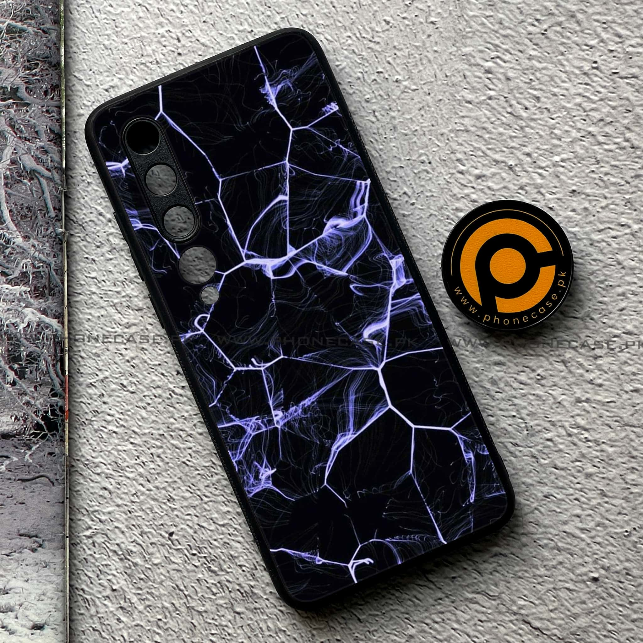 Xiaomi Mi 10 - Black Marble Series - Premium Printed Glass soft Bumper shock Proof Case