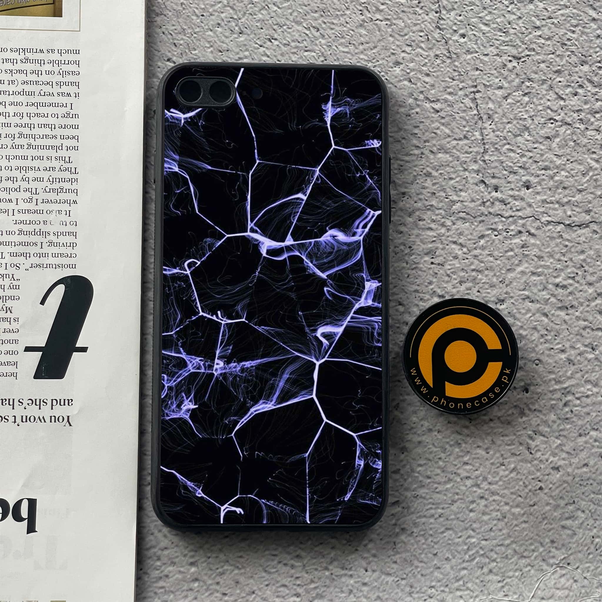 iPhone 8 Plus- Black Marble Series - Premium Printed Glass soft Bumper shock Proof Case