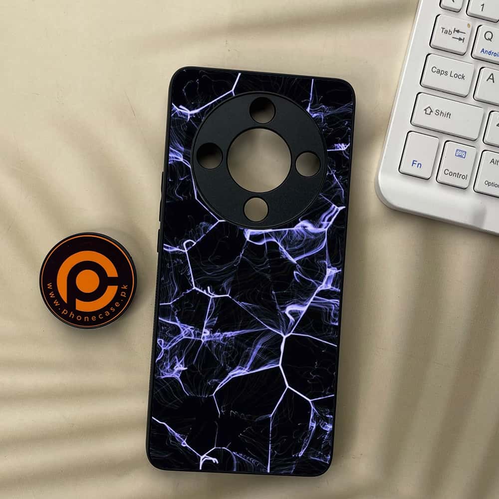 HONOR X9b 5G - Black Marble Series - Premium Metal  Printed soft Bumper shock Proof Case