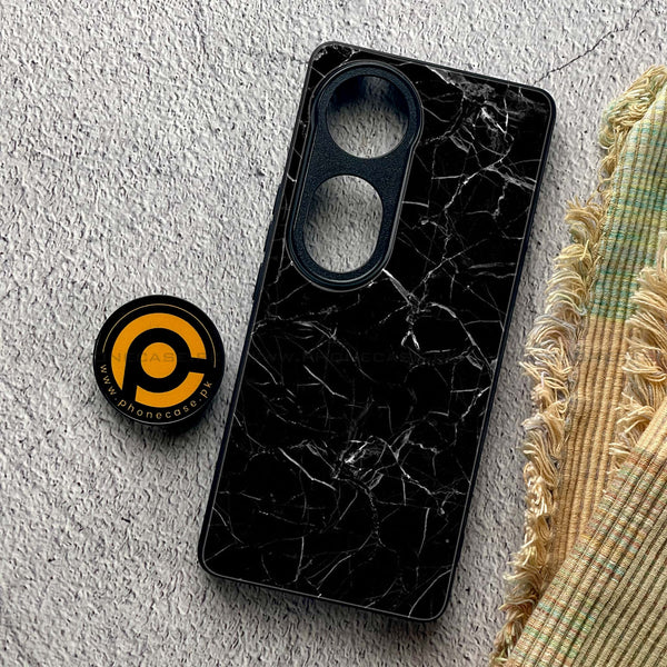 Vivo S19 Pro - Black Marble Series - Premium Metal Printed soft Bumper shock Proof Case