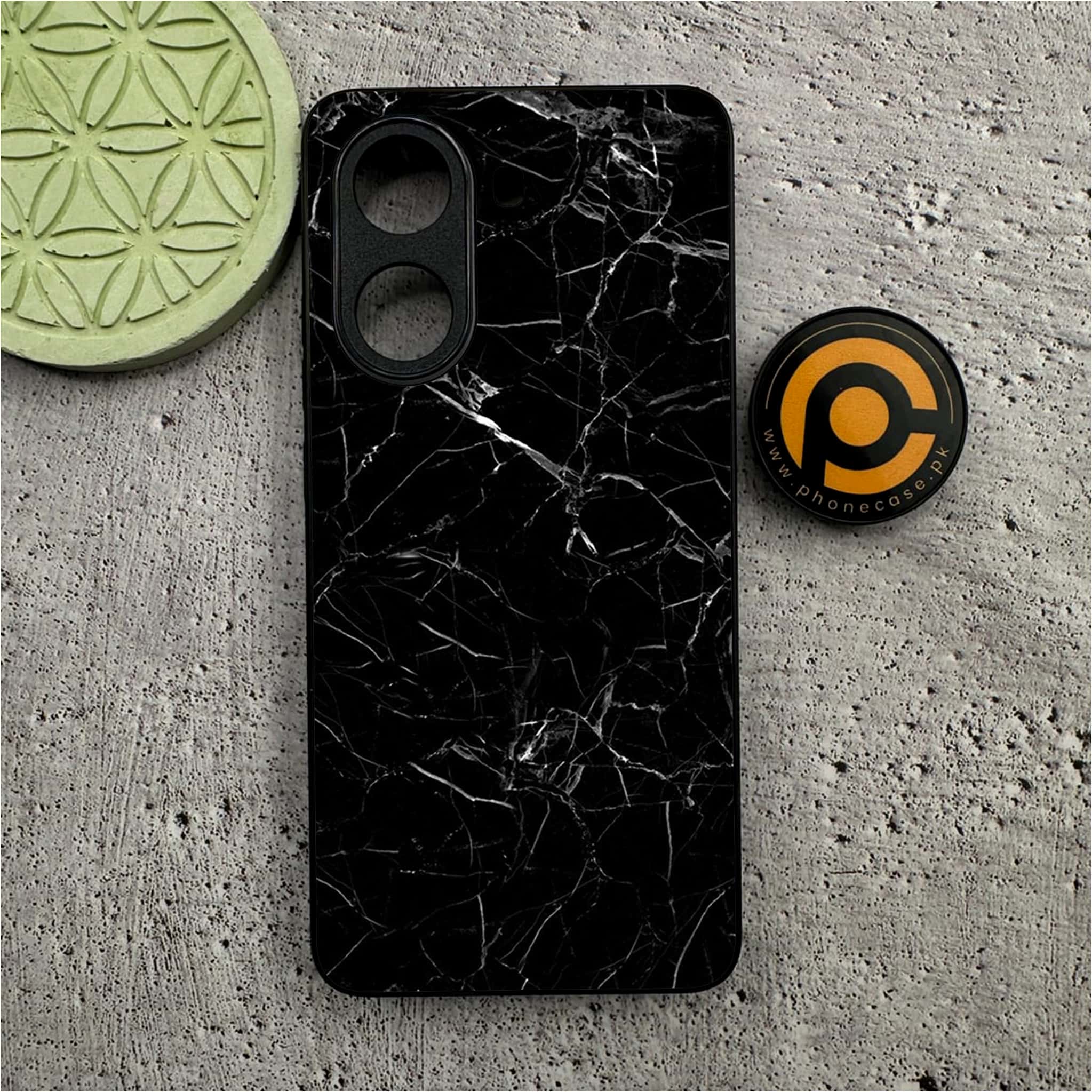 Xiaomi Redmi Turbo 4 - Black Marble Series - Premium Metal Printed soft Bumper shock Proof Case