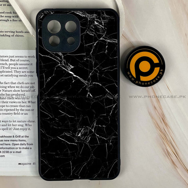 Mi 11 Lite - Black Marble Design 1- Premium Printed Glass soft Bumper shock Proof Case CS-12685 CS-21224