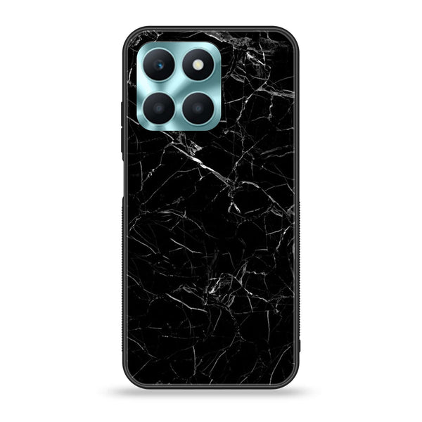 Honor X6a - Black Marble Series - Premium Printed Glass soft Bumper shock Proof Case