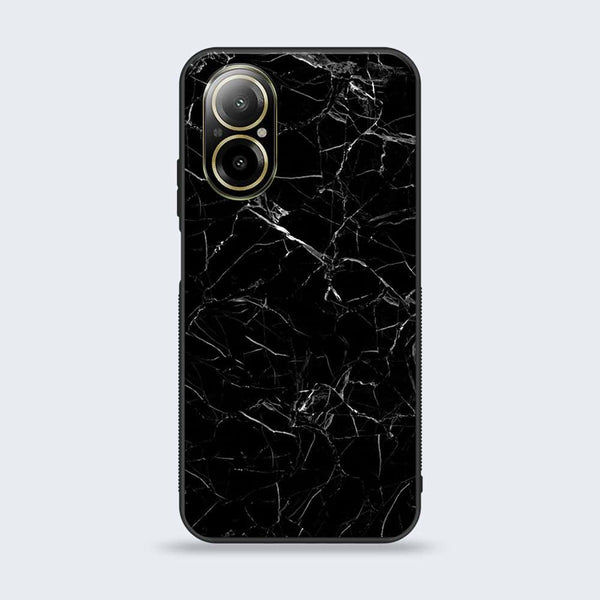 Realme C67 - Black Marble Series - Premium Printed Glass soft Bumper shock Proof Case