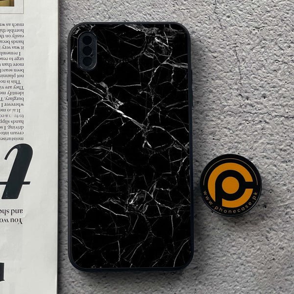 iPhone Xs Max - Black Marble Series - Premium Metal Printed soft Bumper shock Proof Case